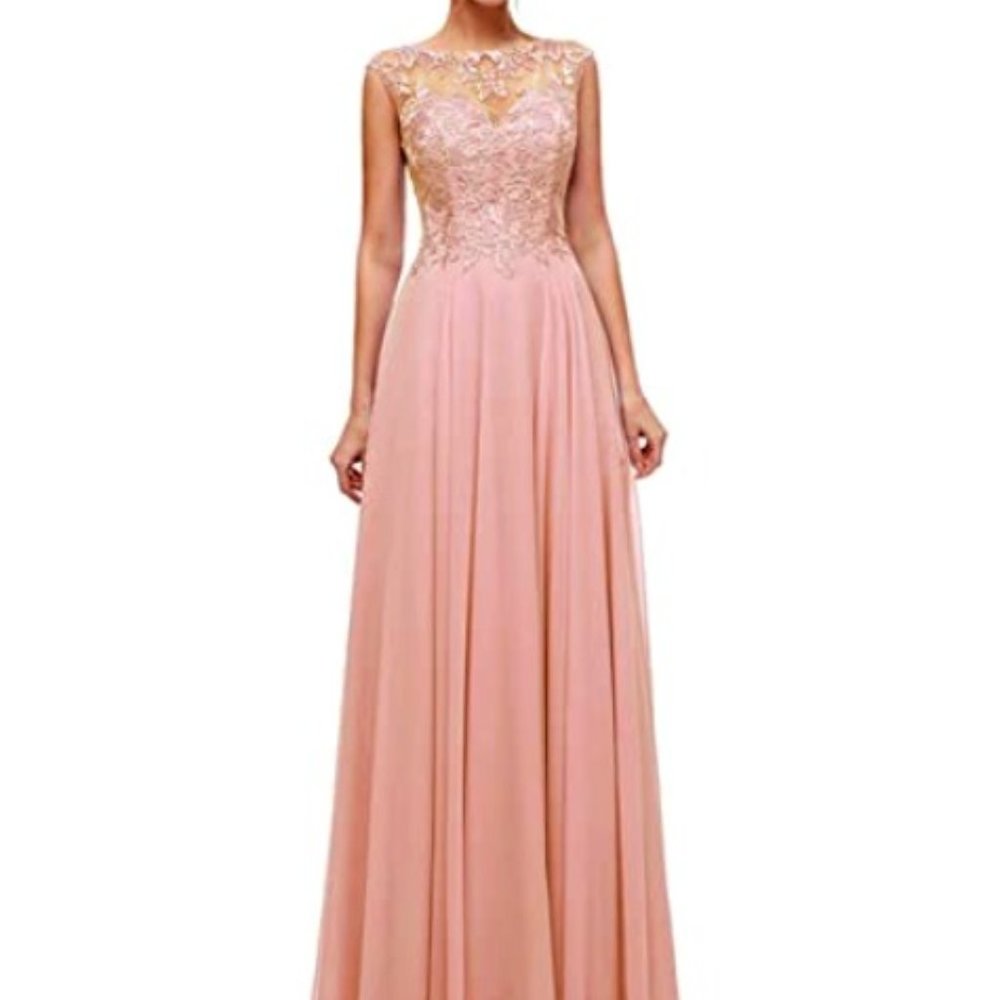 Women's PINK Beaded Lace Formal Gown Size 2
